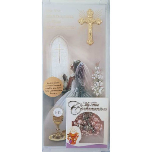 Picture of DAUGHTER FIRST COMMUNION BOXED CARD WITH ROSARY BEAD